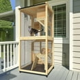 thumbnail image 3 of Uforic Catio Outdoor Cat House with Wheels,Wooden Cat Enclosure Resting Box with 4 Platforms, 71 inch Kitten Condo Pets Cage, Brown, 3 of 9