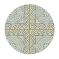thumbnail image 4 of HAOXIT Antique Round Fitted Tablecloth,Mosaic Tile Design Floral Print Elastic Edged Polyester Tablecover, Fits Round Table, Protection for Your Table,Cream Brown Blue 54"-58, 4 of 8