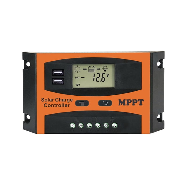 EeaseMX Controlador de carga solar MPPT de 50 A, 12 V, 24 V, LCD automático, doble USB, panel solar, batería, regulador fotovoltaico, temporizador incorporado.