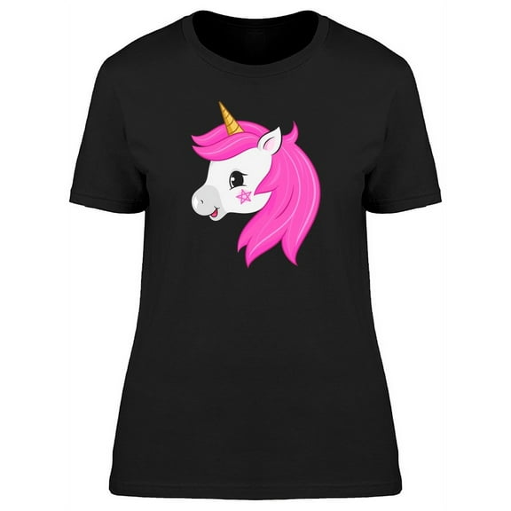 Lovely Pink Unicorn Cartoon T-Shirt Women -Image by Shutterstock, Female XX-Large