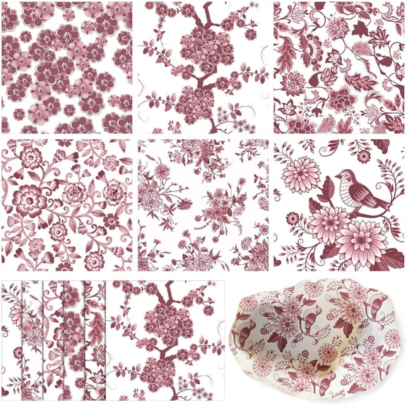 36 Pack 6 Style Red and White Christmas Paper Napkins for Decoupage Assorted Floral Chinoiserie Decorative Cocktail Napkin Toile Paper for Crafts DIY Project Furniture Decor, Each Unfolded 13''