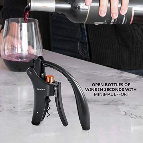 Ivation Wine Bottle Opener | Manual Handheld Corkscrew with Ergonomic Lever  Pump
