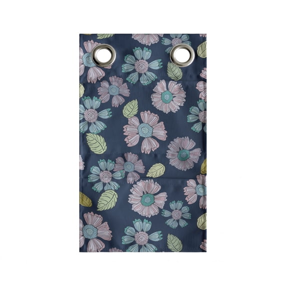 Floral Hanging Pocket Organizer, Top View of Abstract Flower Botanical Foliage, Printed Polyester Storage Bag with Pockets, 9" x 27", Petrol Blue Mauve Khaki