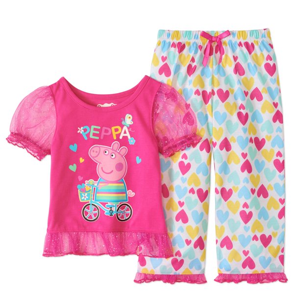 Peppa Pig Peppa Pig Toddler girl short sleeve ruffle trim pajama set