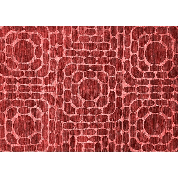 Ahgly Company Indoor Rectangle Abstract Red Modern Area Rugs, 4' x 6'