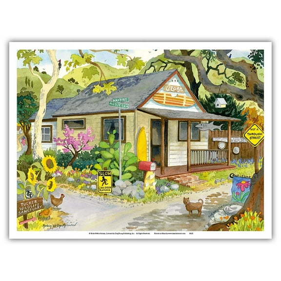 The Aloha House - Hawaii - Hawaiian Islands - Tropical Paradise - From an Original Watercolor Painting by Robin Wethe Altman - Master Art Print (Unframed) 9in x 12in