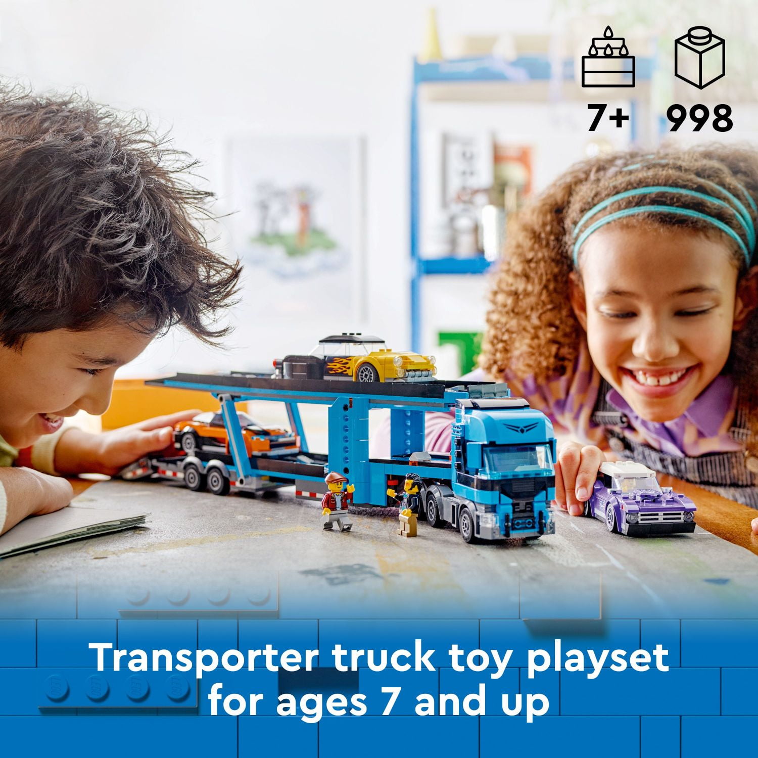 LEGO City Car Transporter Truck with Sports Cars Playset, Car Toy, 4 Vehicle Toys for Ages 7 and up, 60408