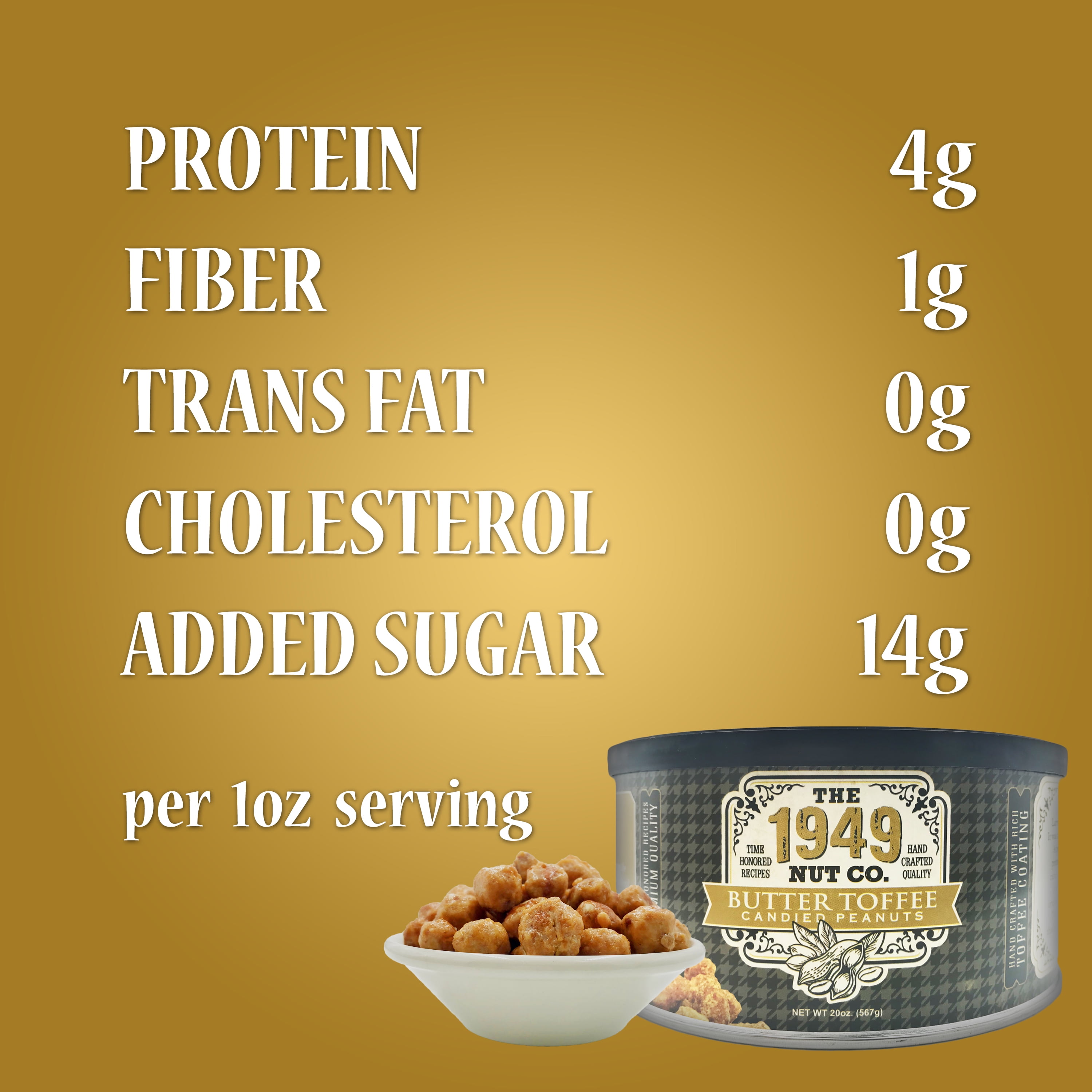 The 1949 Nut Co. Butter Toffee Candied Virginia Style Peanuts 20 Ounce