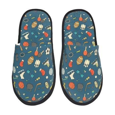 

Disketp Sports Ball Fuzzy House Memory Foam Slippers Furry Fur Lined Bedroom Shoes Cozy Indoor-Large