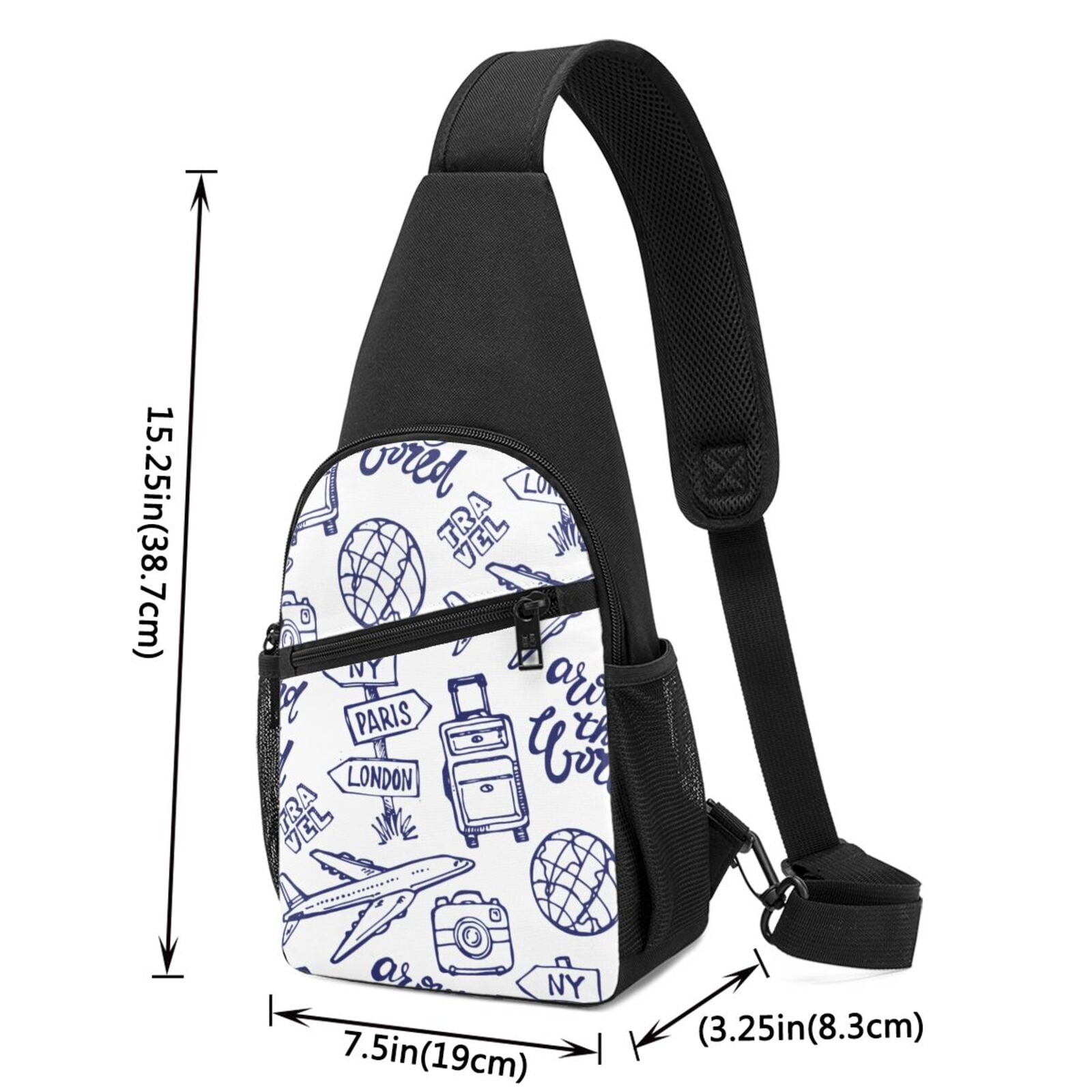 Xecao's World Travel2 Print Sling Bag: A Versatile Chest, Shoulder, and Crossbody Backpack for Casual Days Out, Perfect for Both Men and Women