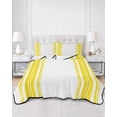 thumbnail image 2 of Quilts Twin-XL Size Bedding Set, Yellow Striped Lightweight Quilted Comforter, Farmhouse Simple Line Vertical Stripes Soft Reversible Bedspread Coverlet with Pillow Covers for All Season, 68" x 98", 2 of 7