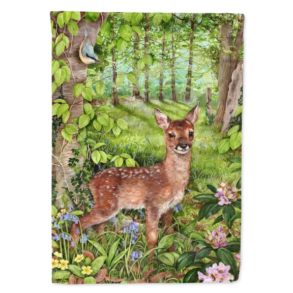 Carolines Treasures CDCO0504CHF European Roe Deer Fawn Flag Canvas House Size  Large multicolor