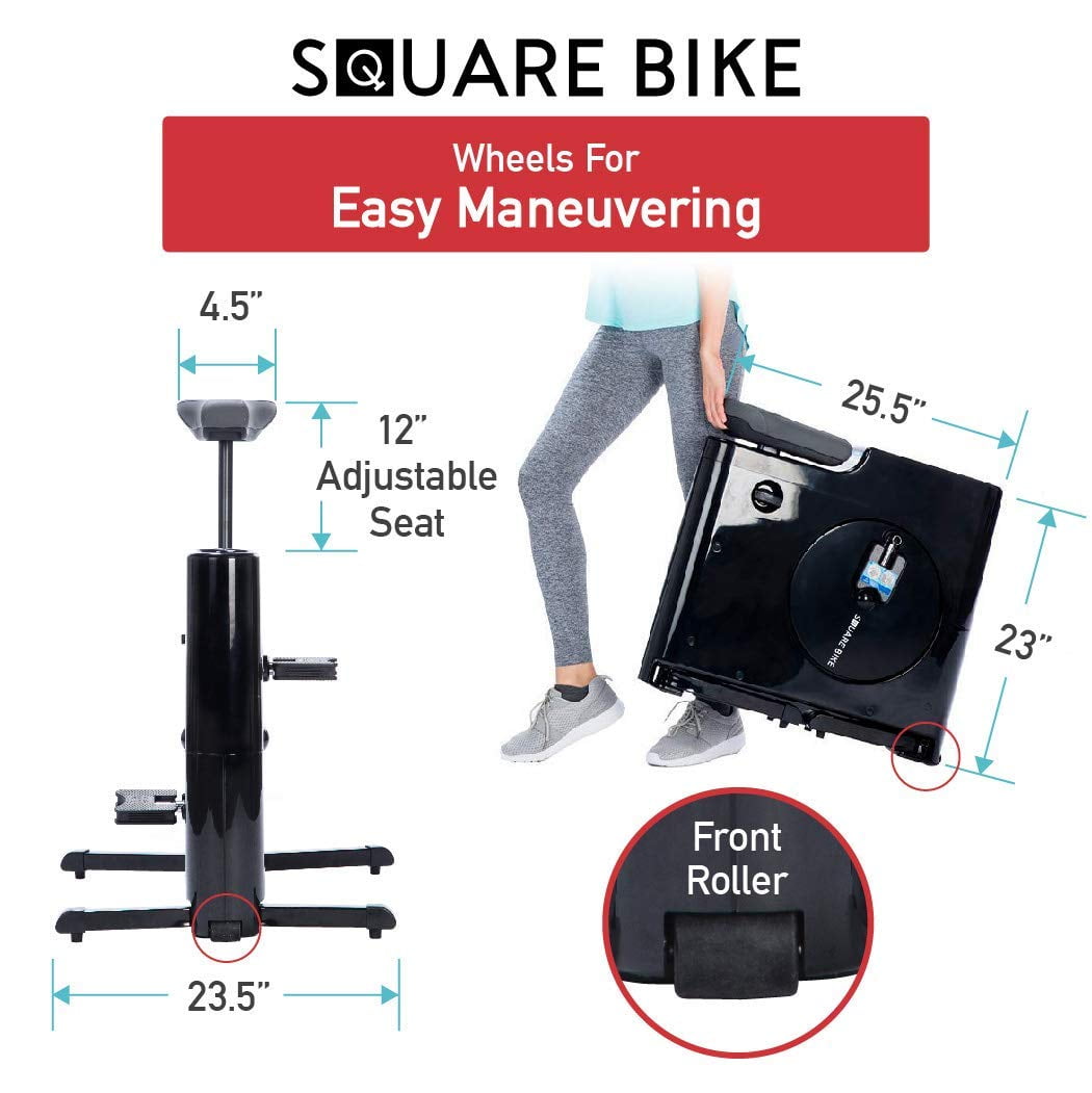 Daiwa Felicity Compact Exercise Bike – 8-Level Magnetic Resistance, Stationary Square Bike for Home & Under-Desk Workouts – Indoor Cycling Fitness Bicycle