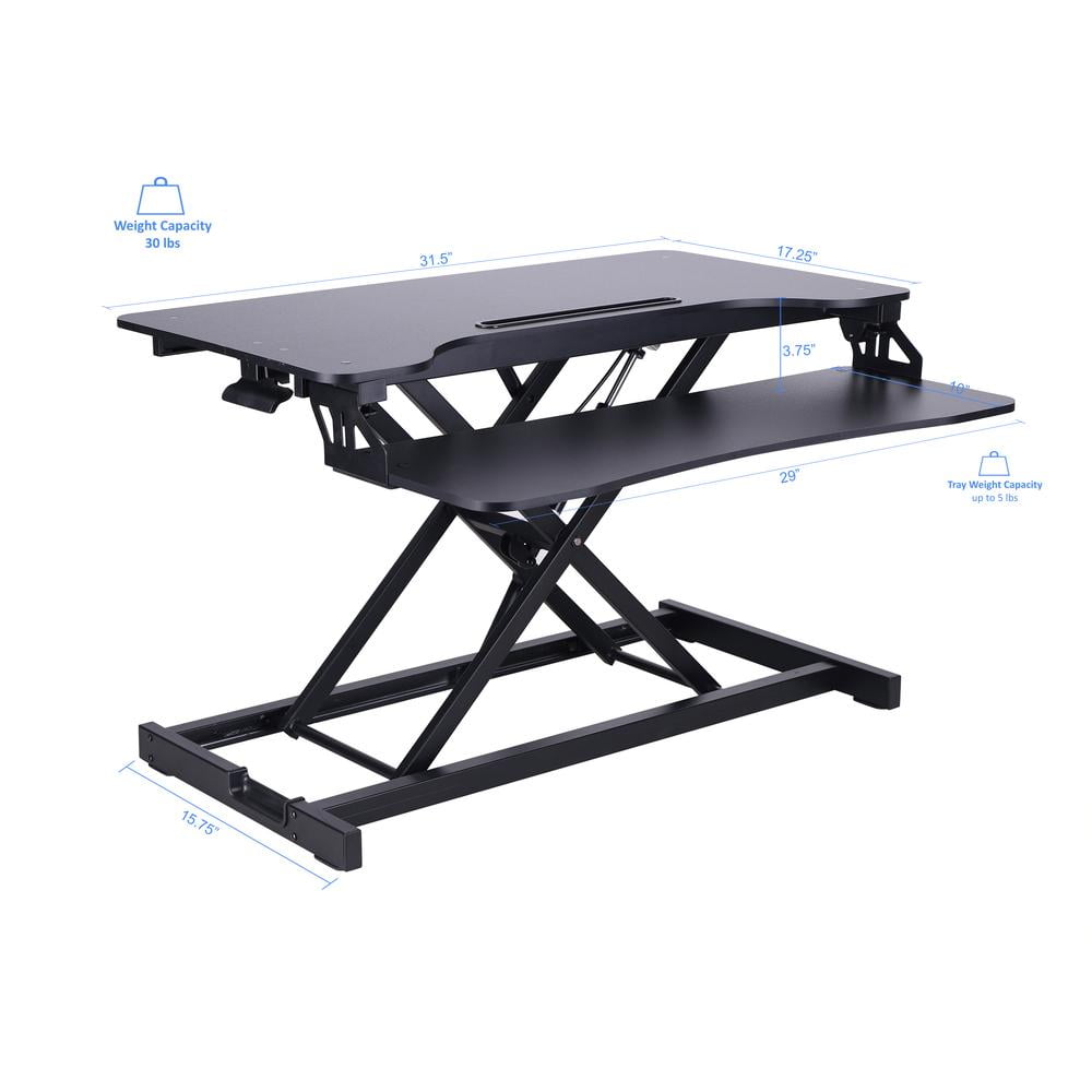 Rocelco Standing Desk Converter & Floor Mat 31.5 Inch Riser w/Tablet Mount Black