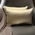 thumbnail image 4 of The HomeCentric Decorative Lumbar Pillow Cover Champagne Pack Of 2, 20"x26" (50x65 cm) Satin Solid Oblong Pillow Cover, Solid Modern Cushion Cover Style - Champagne Slub Satin, 4 of 13