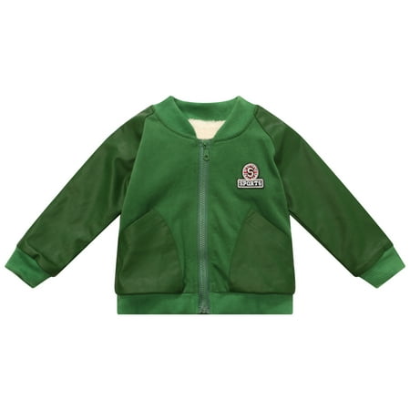 Richie House Boys' Coat with Faux Leather Sleeve RH1419