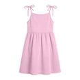 thumbnail image 6 of BRGZLK Little Girls Dress Toddler Summer Fashion Cute Solid Color Casual Ruffle Halter Sleeveless Bowknot Sundress with Pocket for Birthday Party Pink 2-3 Years, 6 of 8