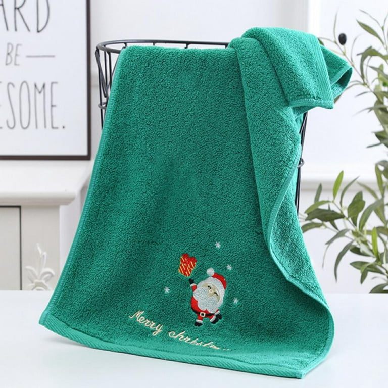 Christmas Hand Towels for Bathroom Kitchen, 13.8x29.5 Inches Large size, 2 Pcs Cotton, Embroidered Holiday Design Christmas Kitchen Towels Gift