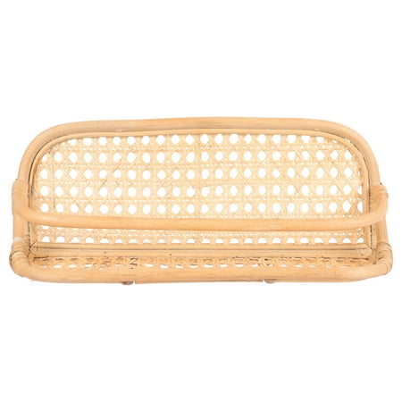

1Pc Rattan Woven Storage Rack Bathroom Sundries Holder Magazine Organizer Beige