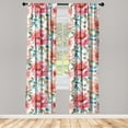 thumbnail image 3 of Ambesonne Retro Floral Curtains, Flowers Nature Exotic, Pair of 28"x95", Pale Ruby Cadet Blue, 3 of 5