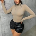 thumbnail image 2 of Women's Sexy Mesh Turtleneck Long Sleeve T Shirt Slim Fit Stretchy Casual Top For Daily Wear Travel Comfortable Soft Fabric, 2 of 2