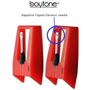 Boytone Pack of 2, Sapphire Tipped Ceramic Replacement Needle for Turntables