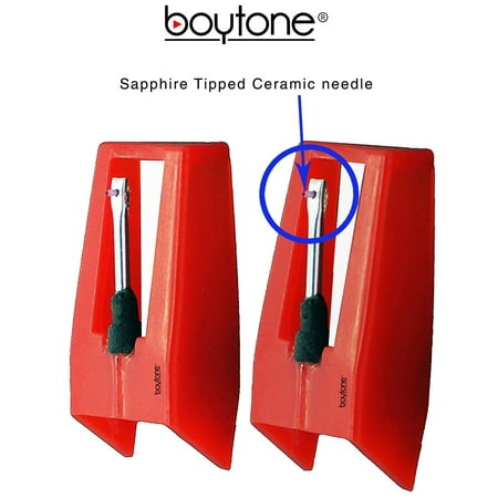 - Boytone Pack of 2, Sapphire Tipped Ceramic Replacement Needle for Turntables