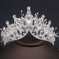 thumbnail image 1 of Corona Nupcial, Tiara de Cristal, Corona de Tiara de Boda, Corona de Tiara de Cristal, Corona de Tiara de Cristal, para Cumpleaños, Fiestas, Bodas, Regalos (Plata) JM, 1 of 5