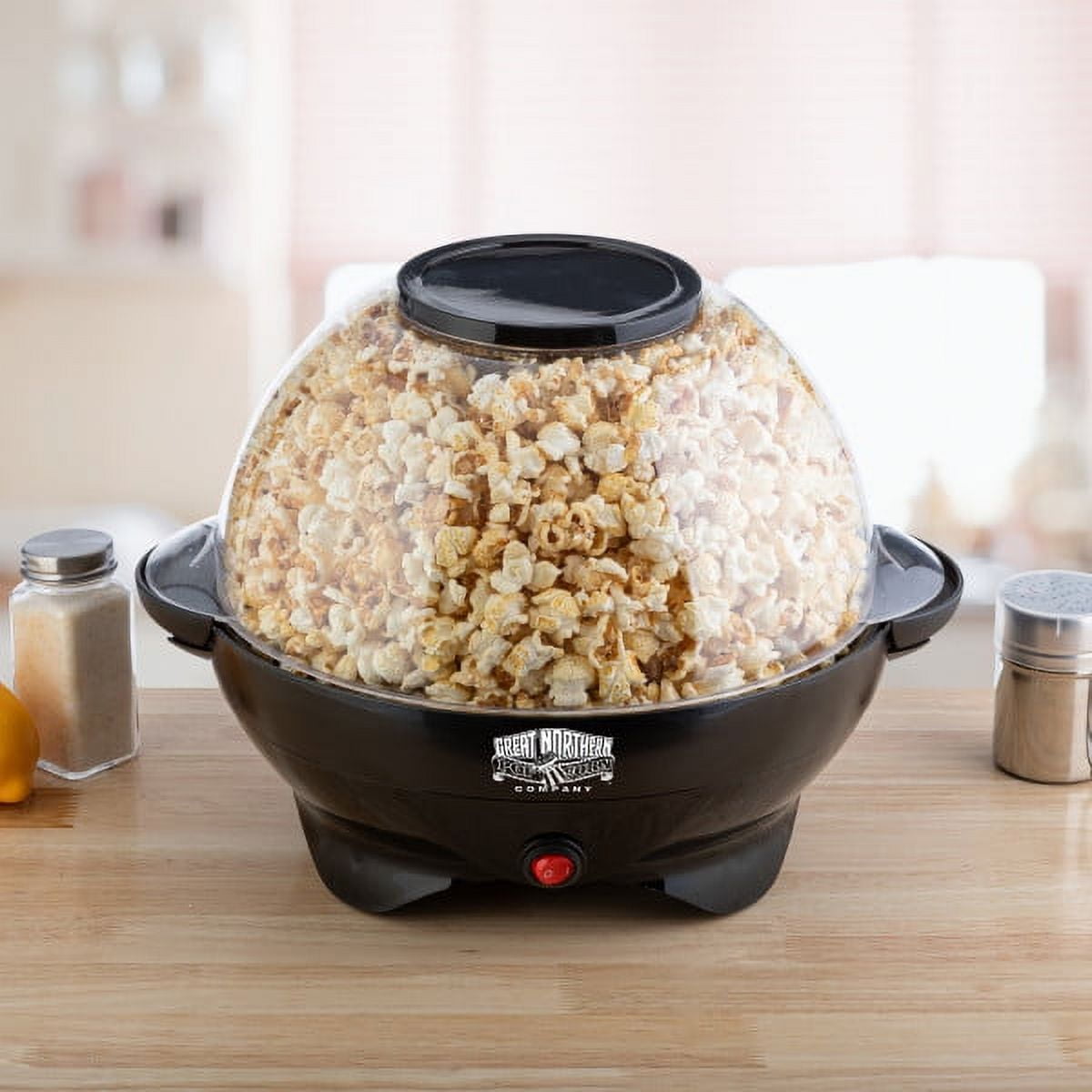 Great Northern Popcorn 800W Electric Popcorn Machine with Auto Stir, Black