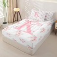 thumbnail image 2 of Manfei Lovely Initial K Zipper Full Size Comforter Sets with Fitted Sheet and 2 Pillowcases,Princess Flower Zipper Bedding Set,Pink,Pink Reversible4pcs, 2 of 8