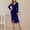 Blue, variant on Women's V Neck Wrap Velvet Long Sleeve Bodycon Ruched Dress (Green S)
