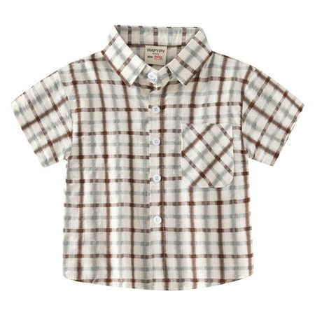 

UACY Baby Boys and Toddler Boys Button Down Shirt Toddler Boys Short Sleeve Summer Plaid Shirt Tops Coat Outwear for Boys Clothes Fashion