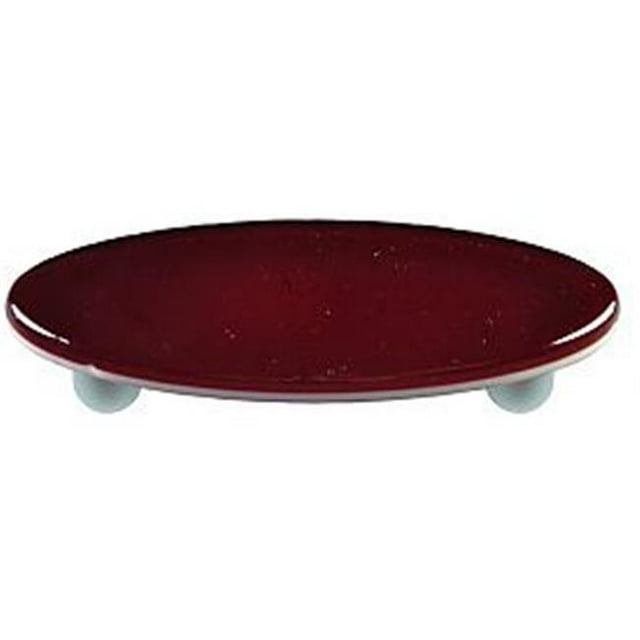 Garnet Red Oval Glass Cabinet Pull - Aluminum Post