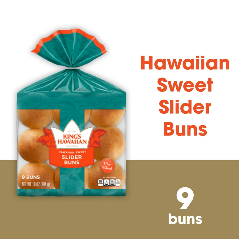 King's Hawaiian PreSliced Slider Buns, Original Hawaiian Sweet Buns, 9