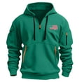 thumbnail image 4 of Mens Hoodies Sweatshirt Pullover Athletic Outdoor Quarter Zip Hooded with Multi Pockets Sweatshirts (S, Green), 4 of 5