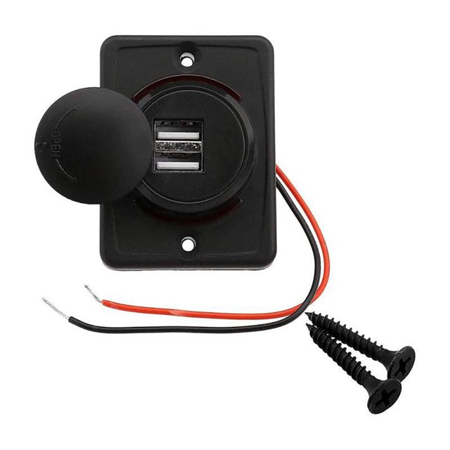 Kenally Enchufe de automotriz plástico 12-24V desmontable doble USB 16W camión tableta toma de corriente accesorios con tornillos Bombillas para automóviles Kenally VI015780-00B