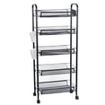 thumbnail image 2 of Fruit Vegetable Storage Basket, 5 Tier Stackable Metal Mesh Storage Basket with Wheels,2 Hanging Boxes, Kitchen Storage Cart,Organizer Bins for Kitchen, Bathroom Black 5-Layers, 2 of 10