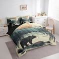 thumbnail image 3 of Manfei Teens Adults Animal Bear Bedding Comforter Set 7 Pieces,Moutain Jungle Full Bedding Set Lightweight,Woodland Wildlife Fitted Sheet Flat Sheet,Lightweight Room Decor,Reversible, 3 of 8
