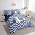 thumbnail image 2 of Erosebridal Kids Cartoon Monogrammed L Twin Bedding Sets 7-Piece, Navy Stripes Ombre Bedding Comforter Set, 2 of 7