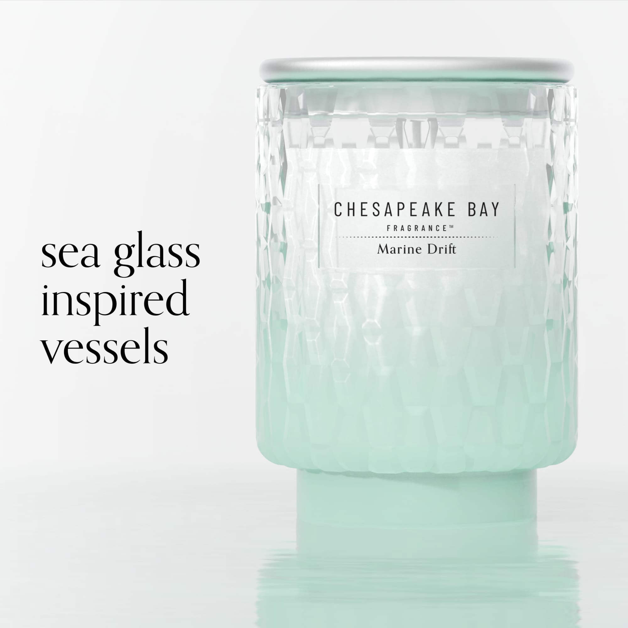 Chesapeake Bay Candle 8 oz | Marine Drift Scent |Exclusive Mood Evoking Fragrance |Textured Sea Glass-Inspired Jar | Premium Soy Blend Wax with Essential Oils