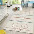 thumbnail image 2 of 4' x 6' Blue Red Ice Hockey Rink Rug for Living Room Bedroom, Simple Sports Enthusiast Home Indoor Area Rug, Non Slip Noise Reduction Carpet for Front Entrance Floor Decor, 2 of 6