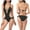 Black, variant on Women's One Piece Swimsuit Sexy Backless Tie Halter Lace-up High Cut String Solid Color Monokini Bathing Suit