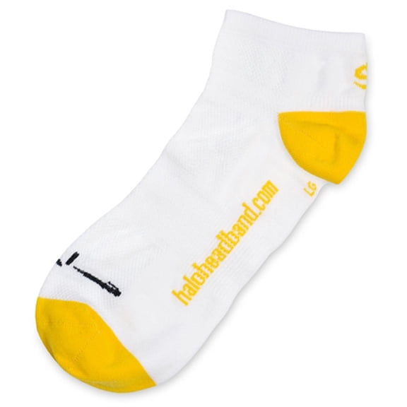 Halo No Show Cuff Fitness Socks - White/Yellow