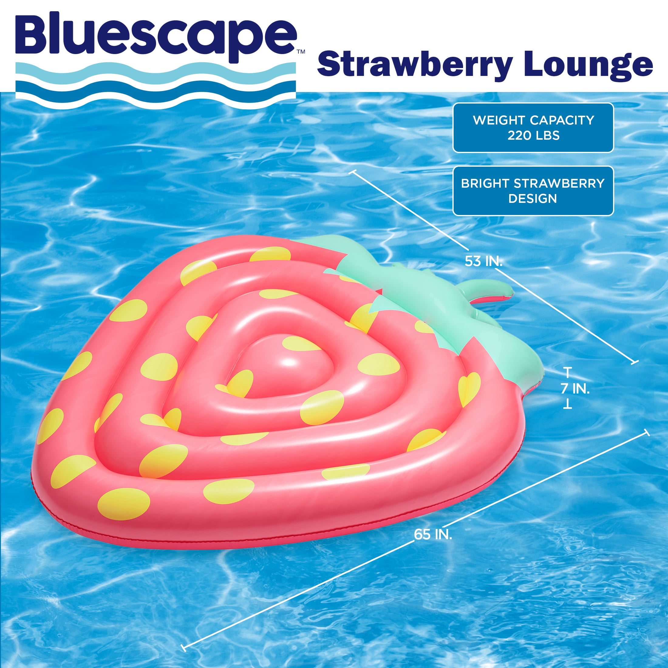 Bluescape Strawberry Lounge Inflatable Swimming Pool Float, Red, Age 9 Years & Up, Unisex
