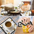 thumbnail image 4 of White Daisy Green Leaf Sunflower Pattern Kitchen Oven Mitt and Pot Holder Sets 2 Pcs for Baking, Cooking and Grilling, Heat Resistant Up To 392 °F, 4 of 7