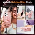 thumbnail image 4 of Case for iPhone 14 Plus with 360°Rotatable Magnetic Ring Stand Compatible with Mag-Safe Lightweight and Translucent Matte Back Shockproof Protective Case Men Women Pink, 4 of 13