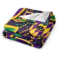 thumbnail image 5 of Colorful Mask and Beads for Mardi Gras Lightweight Plush Microfiber Blanket, Warm Cozy Couch Bed TV Blanket Throw Blanket for All Season 60"x80" for Kids Adults, 5 of 5