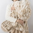 thumbnail image 4 of WDCOZY Ruched Faux Fur Throw Blanket, Bubble Plush Blanket with Soft Fleece Backing, Cozy Decorative Blanket for Couch, Sofa and Bed, Caramel, 50" x 60", 4 of 9