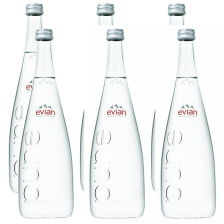 Evian Natural Mineral Water 25.4 oz Glass Bottle - Pack of 6
