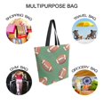 thumbnail image 7 of FORMRS Womens Canvas Tote Bag with Zipper Inner Pocket Shoulder Handbag, Green American Footballs, 7 of 7